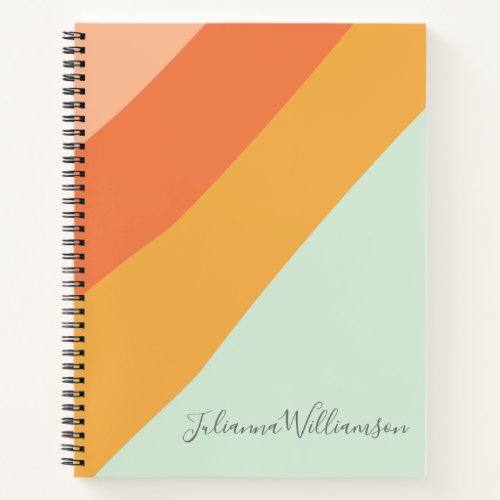 Colorful Diagonal Stripe Retro Pastel Personalized Notebook