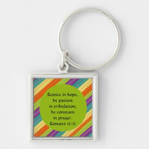 Colorful Diagonal Striped Bible Verse Keychain