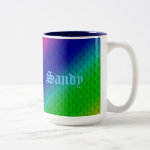 Colorful Diagonal Stripes and Flowers Mug