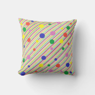 Colorful Diagonal Stripes and Polka Dots Pillows