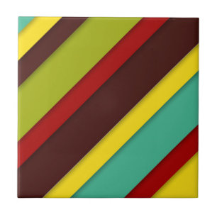 Colorful Diagonal Stripes Ceramic Tile   Modern 