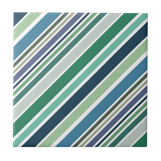 Colorful diagonal stripes design ceramic tile (Front)