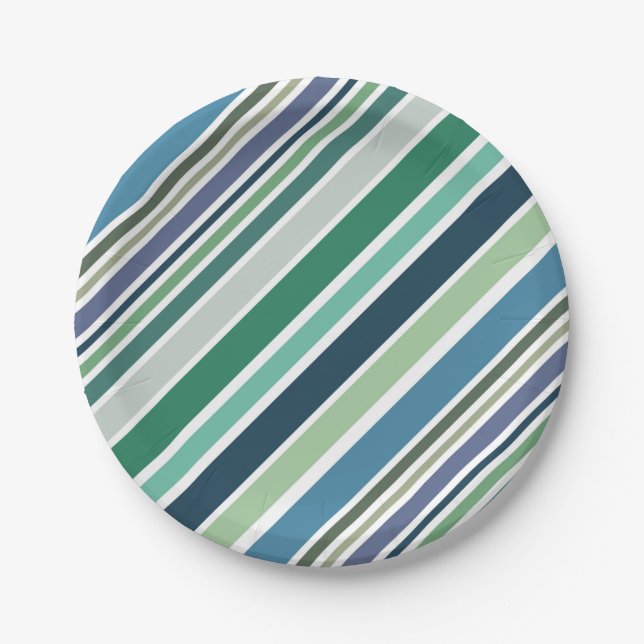 Colorful diagonal stripes design paper plates (Front)