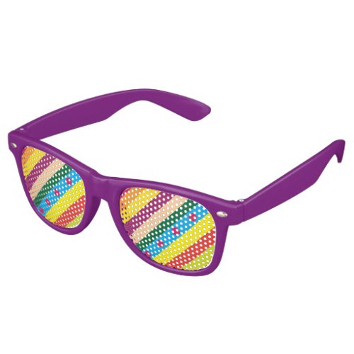 Colorful Diagonal Stripes Fun Retro Sunglasses