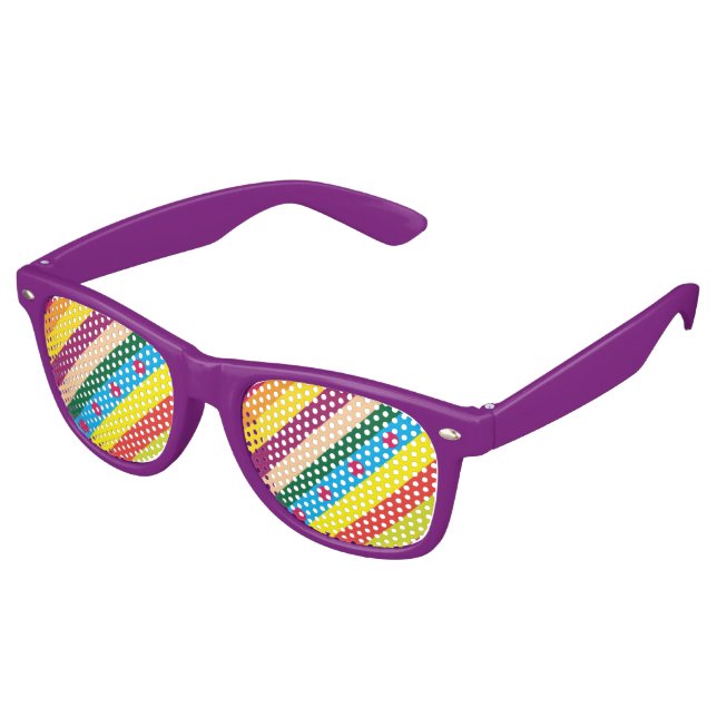Colorful Diagonal Stripes Fun Retro Sunglasses (Angled)