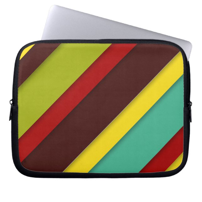 Colorful Diagonal Stripes Laptop Sleeve – Modern  (Front)