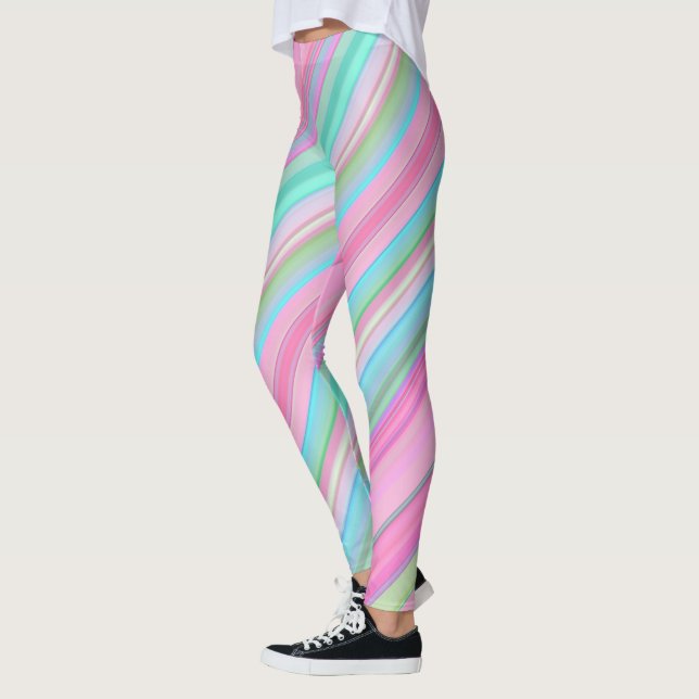 Colorful Diagonal Stripes Leggings (Left)