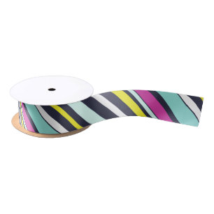 Colorful Diagonal Stripes Modern Decorative Party Satin Ribbon