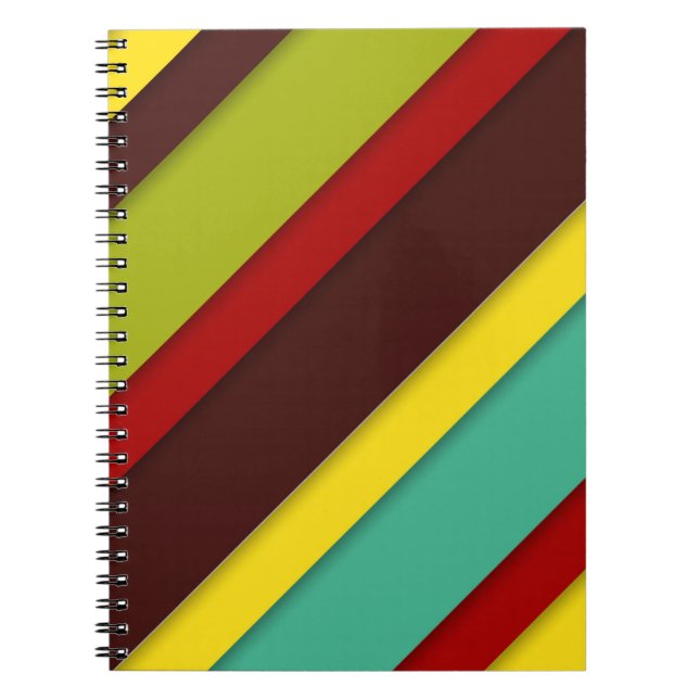 Colorful Diagonal Stripes Notebook – Cute Rainbow  (Front)