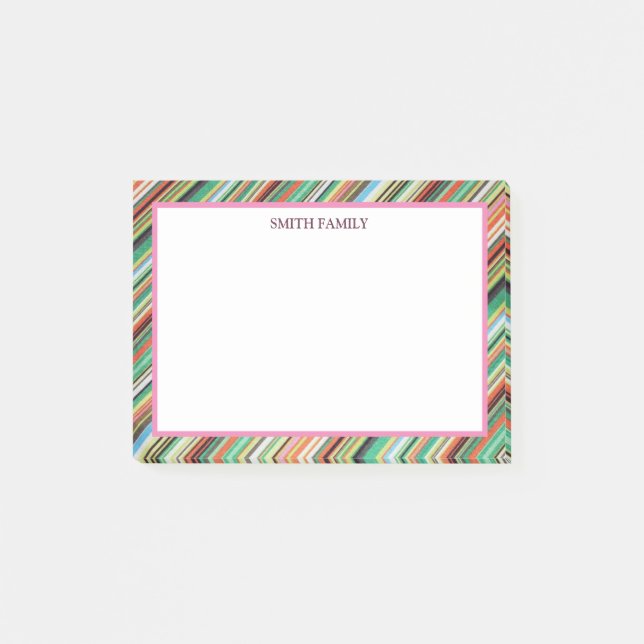 Colorful Diagonal Stripes Retro Post-it Notes (Front)