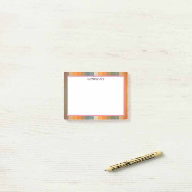 Colorful Diagonal Stripes Retro Post-it Notes (On Desk)