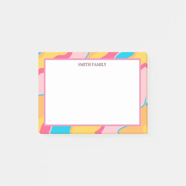 Colorful Diagonal Stripes Retro Post-it Notes (Front)