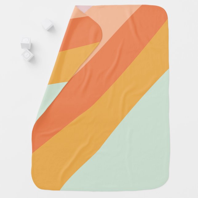 Colorful Diagonal Stripes Retro Sweet Candy Pastel Baby Blanket (In Situ)
