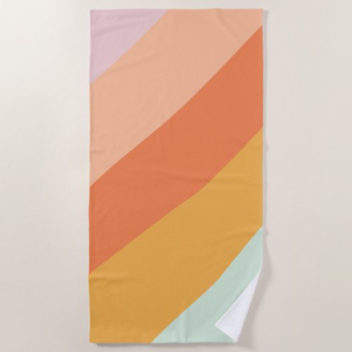 Colorful Diagonal Stripes Retro Sweet Candy Pastel Beach Towel