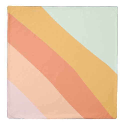 Colorful Diagonal Stripes Retro Sweet Candy Pastel Duvet Cover