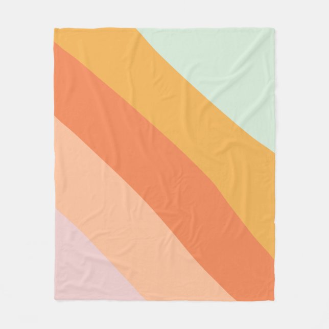 Colorful Diagonal Stripes Retro Sweet Candy Pastel Fleece Blanket (Front)