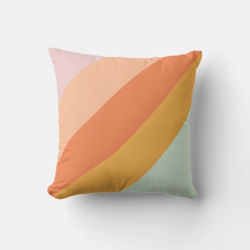 Colorful Diagonal Stripes Retro Sweet Candy Pastel Throw Pillow