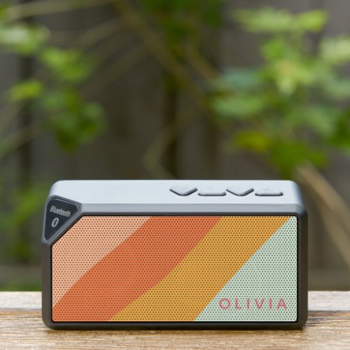 Colorful Diagonal Stripes Sweet Candy Pastel Name Bluetooth Speaker