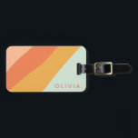 Colorful Diagonal Stripes Sweet Candy Pastel Name Luggage Tag<br><div class="desc">A fun retro geometric diagonal stripes graphic design in a cute color palette of orange,  yellow,  peach,  coral,  pastel pink and mint green,  personalized with name or wording of your choosing.</div>