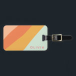 Colorful Diagonal Stripes Sweet Candy Pastel Name Luggage Tag<br><div class="desc">A fun retro geometric diagonal stripes graphic design in a cute color palette of orange,  yellow,  peach,  coral,  pastel pink and mint green,  personalized with name or wording of your choosing.</div>