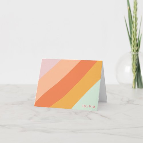 Colorful Diagonal Stripes Sweet Candy Pastel Name Note Card