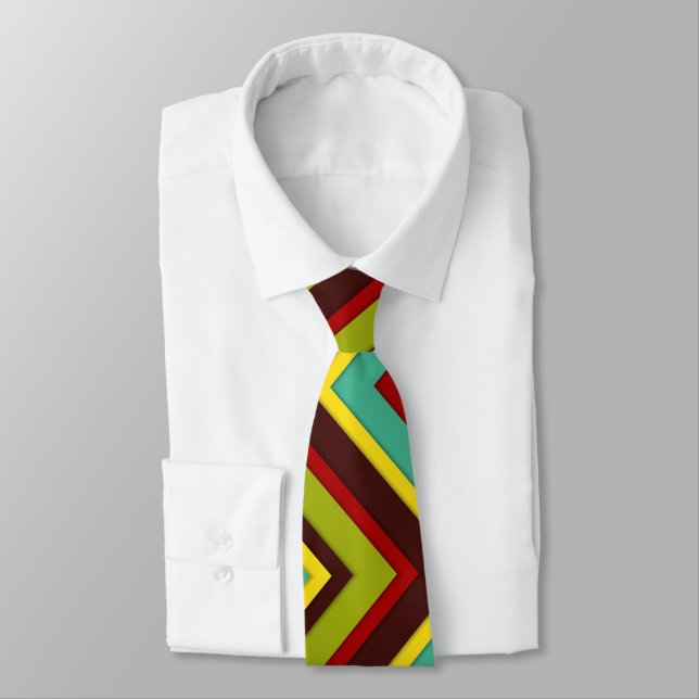 Colorful Diagonal Stripes Tie | Modern Multicolor  (Tied)