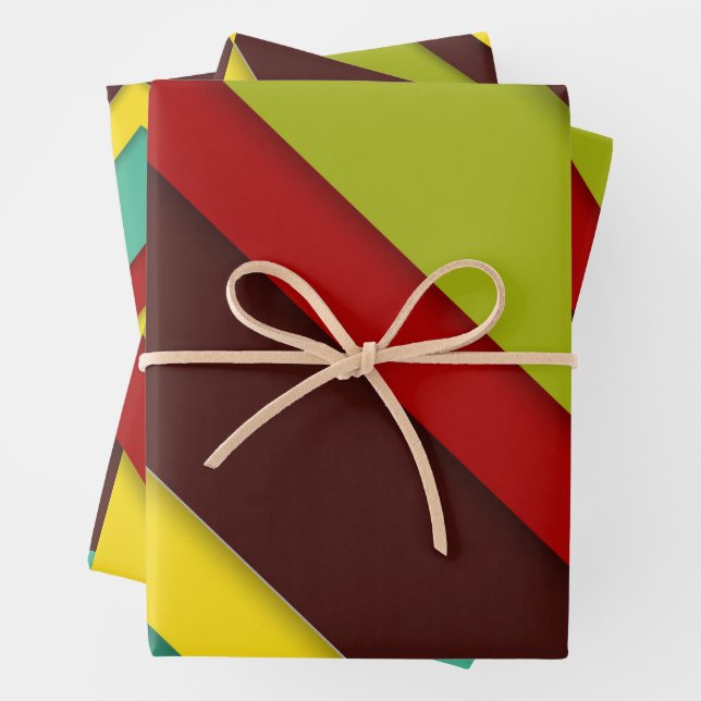 Colorful Diagonal Stripes Wrapping Paper Sheets  (In situ)