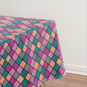 Colorful Diagonal Tile Pattern Tablecloth