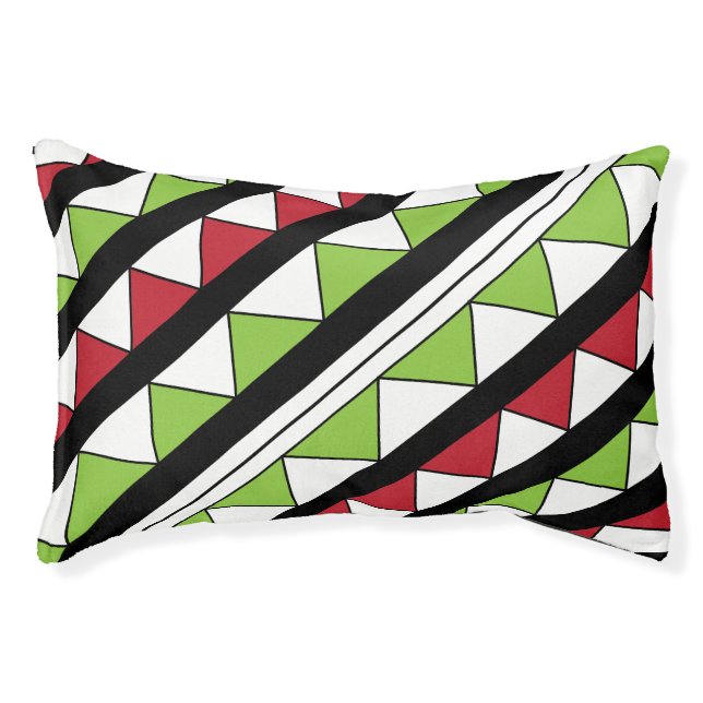 Colorful Diagonal Triangles Stripes Pattern Pet Bed (Front)
