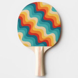 Colorful diagonal waves in retro style  ping pong paddle