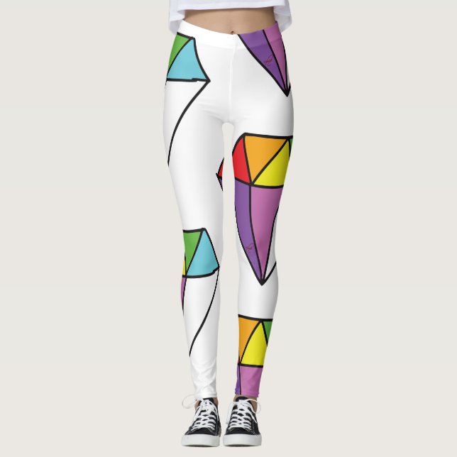 Colorful Diamond Cute Drawing Leggings (Front)