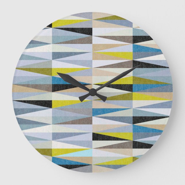 Colorful Diamond Floor Tiles Texture Large Clock (Front)