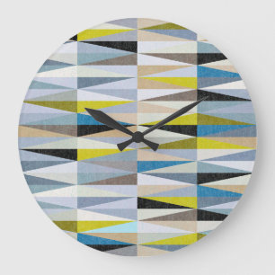 Colorful Diamond Floor Tiles Texture Large Clock