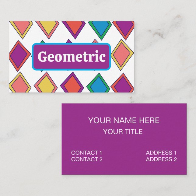 Colorful Diamond Geometric Pattern Business Card (Front/Back)