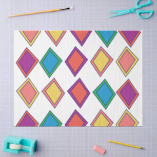 Colorful Diamond Geometric Pattern Tissue Paper