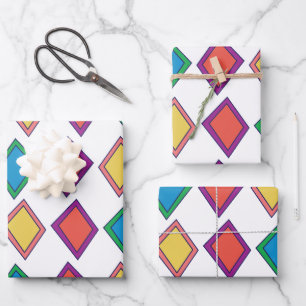 Colorful Diamond Geometric Pattern Wrapping Paper Sheets