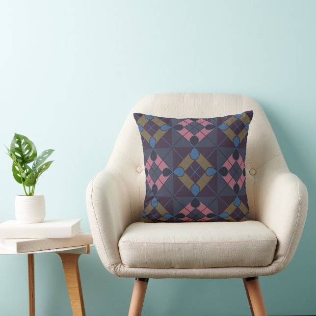 Colorful Diamond Geometric  Throw Pillow (Chair)