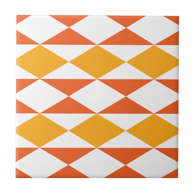 Colorful Diamond Modern Geometric Stripes Pattern  Ceramic Tile (Front)