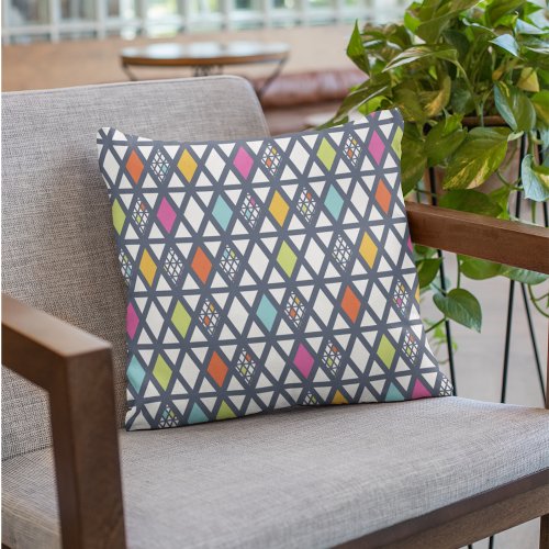 Colorful Diamond Pattern Decorative Throw Pillow