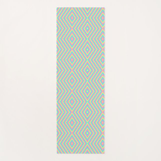 Colorful diamond pattern in vivid pink yoga mat (Front)