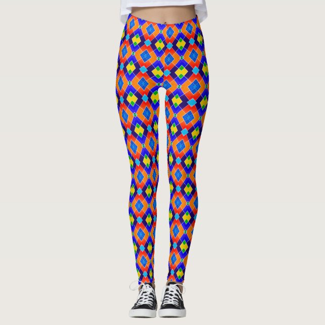 Colorful Diamond pattern Leggings (Front)