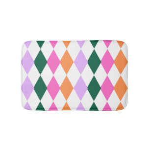 Colorful Diamond Pattern Mid Century Modern Retro Bath Mat