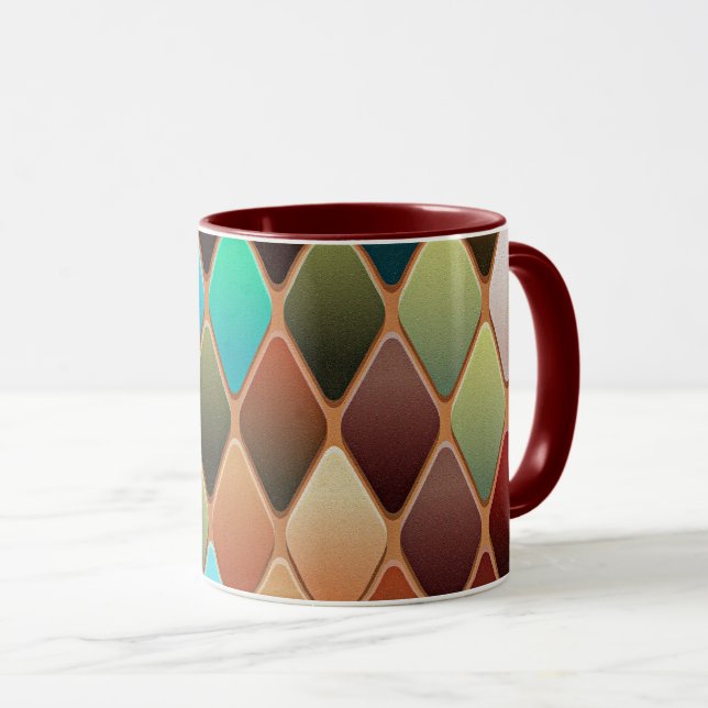 Colorful Diamond Pattern Mug (Front Right)