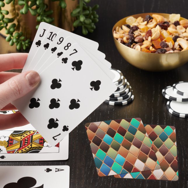 Colorful Diamond Pattern Poker Cards (In Situ)
