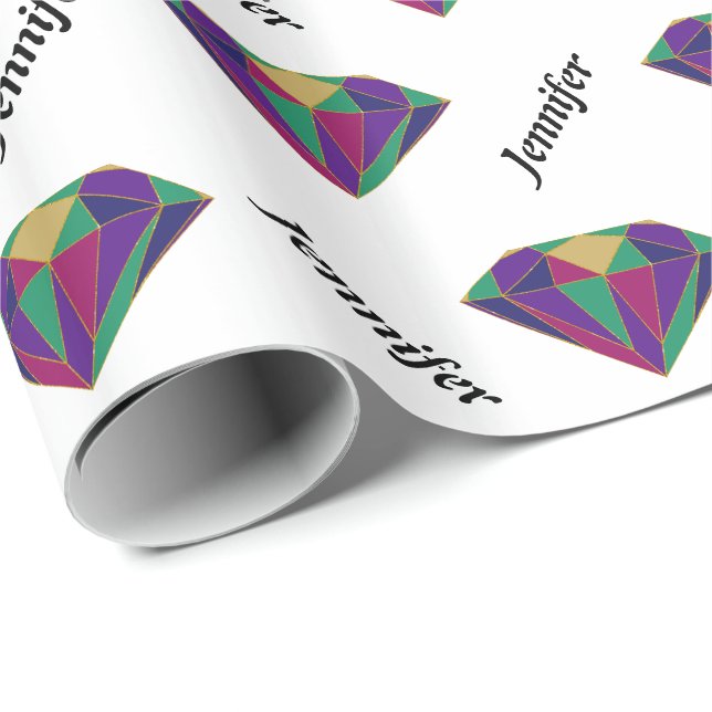 Colorful diamond personalized wrapping paper (Roll Corner)