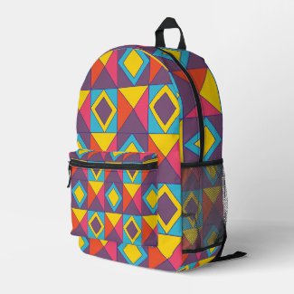 Colorful Diamond Triangle Geometric  Printed Backpack