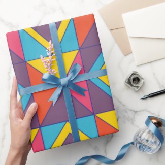 Colorful Diamond Triangle Geometric  Wrapping Paper