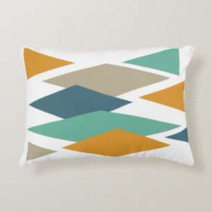 Colorful Diamonds and Triangles Mid Century Pillow