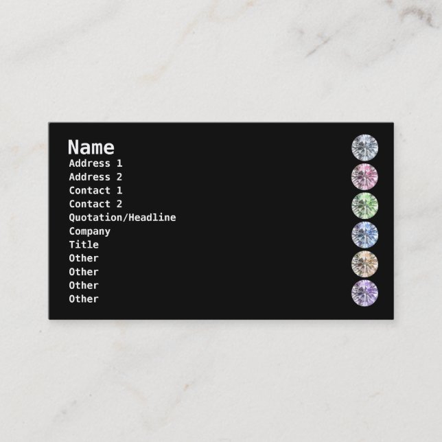 Colorful diamonds-Black Business Card (Front)