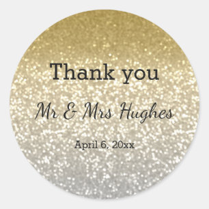 Colorful diamonds confetti wedding thank you classic round sticker